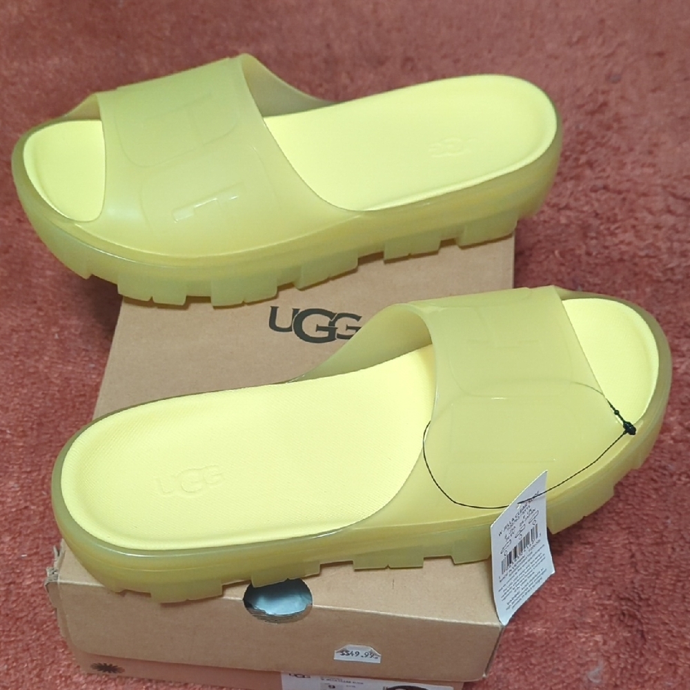 UGG Women’s Jella Clear Slide Neon Yellow Platform